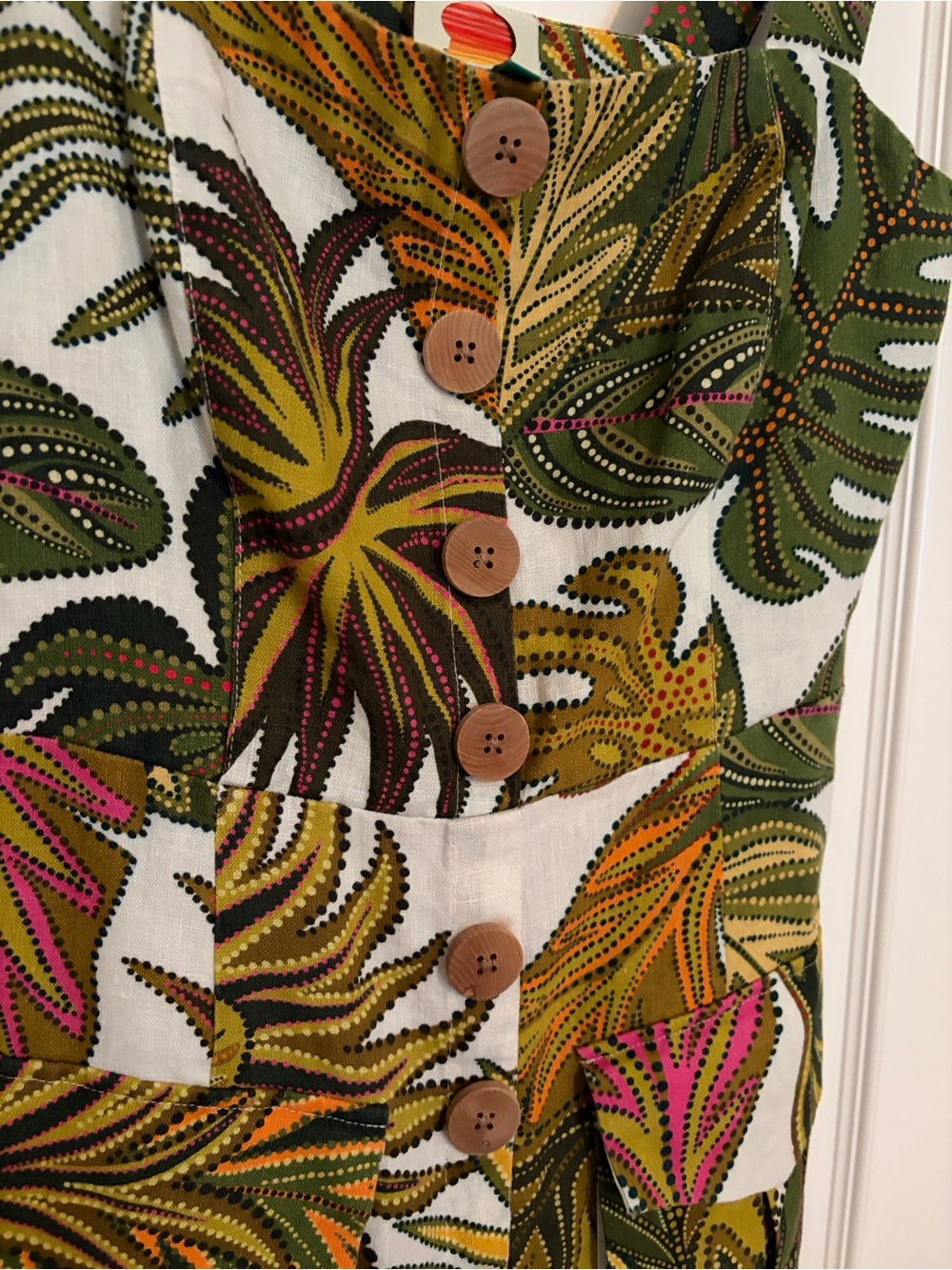 FARM Rio White Mini Dress with Green, Yellow & Pink Tropical Leaves - Picture 4 of 4